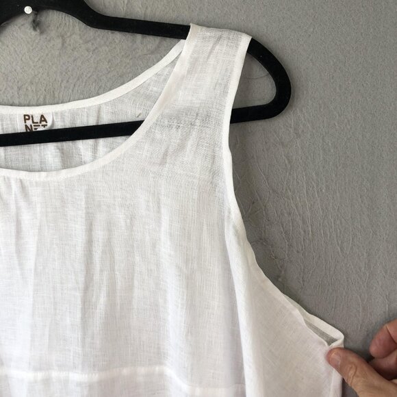 Planet by Lauren G Tank Top Womens Large Linen Sleeveless Asymmetrical Made USA - Picture 15 of 16